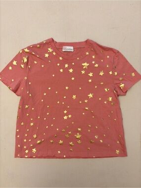 RED Valentino Pink Gold Star Print Cotton T-Shirt Size M